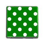 Polka Dots - White on Green Memory Card Reader (Square)