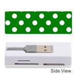 Polka Dots - White on Green Memory Card Reader (Stick)