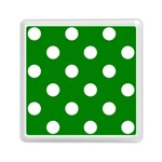 Polka Dots - White on Green Memory Card Reader with Storage (Square)