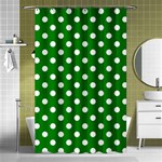 Polka Dots - White on Green Shower Curtain 48  x 72  (Small)