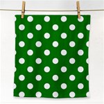 Polka Dots - White on Green Face Towel