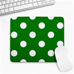 Polka Dots - White on Green Large Mousepad
