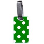 Polka Dots - White on Green Luggage Tag (Two Sides)