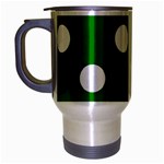 Polka Dots - White on Green Travel Mug (Silver Gray)