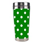 Polka Dots - White on Green Stainless Steel Travel Tumbler