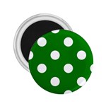 Polka Dots - White on Green 2.25  Magnet