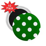 Polka Dots - White on Green 2.25  Magnet (10 pack)