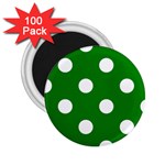 Polka Dots - White on Green 2.25  Magnet (100 pack)