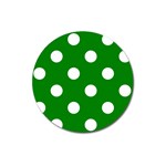 Polka Dots - White on Green Magnet 3  (Round)