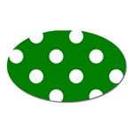 Polka Dots - White on Green Magnet (Oval)