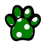 Polka Dots - White on Green Magnet (Paw Print)