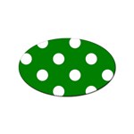 Polka Dots - White on Green Sticker Oval (100 pack)
