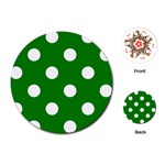 Polka Dots - White on Green Playing Cards (Round)