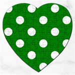 Polka Dots - White on Green Jigsaw Puzzle (Heart)