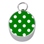 Polka Dots - White on Green Silver Compass (Mini)