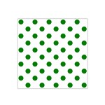 Polka Dots - Green on White Satin Bandana Scarf