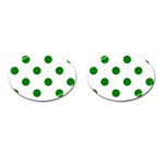 Polka Dots - Green on White Cufflinks (Oval)