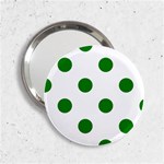 Polka Dots - Green on White 2.25  Handbag Mirror