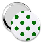 Polka Dots - Green on White 3  Handbag Mirror