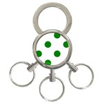Polka Dots - Green on White 3-Ring Key Chain