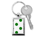 Polka Dots - Green on White Key Chain (Rectangle)