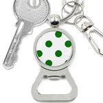 Polka Dots - Green on White Bottle Opener Key Chain