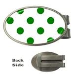Polka Dots - Green on White Money Clip (Oval)