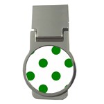 Polka Dots - Green on White Money Clip (Round)