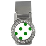 Polka Dots - Green on White Money Clip (CZ)