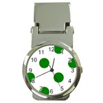 Polka Dots - Green on White Money Clip Watch