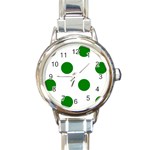 Polka Dots - Green on White Round Italian Charm Watch