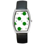 Polka Dots - Green on White Barrel Style Metal Watch