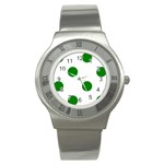 Polka Dots - Green on White Stainless Steel Watch