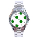 Polka Dots - Green on White Stainless Steel Analogue Watch
