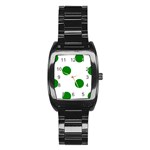 Polka Dots - Green on White Stainless Steel Barrel Watch