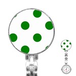 Polka Dots - Green on White Stainless Steel Nurses Watch