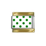 Polka Dots - Green on White Gold Trim Italian Charm (9mm)