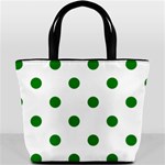 Polka Dots - Green on White Bucket Bag