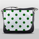 Polka Dots - Green on White Messenger Bag