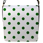 Polka Dots - Green on White Flap Closure Messenger Bag (S)