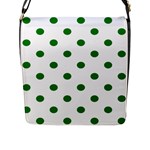 Polka Dots - Green on White Flap Closure Messenger Bag (L)