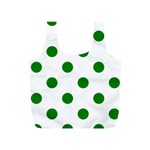 Polka Dots - Green on White Full Print Recycle Bag (S)