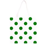 Polka Dots - Green on White Grocery Light Tote Bag
