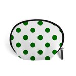 Polka Dots - Green on White Accessory Pouch (Small)