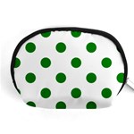 Polka Dots - Green on White Accessory Pouch (Medium)