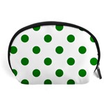 Polka Dots - Green on White Accessory Pouch (Large)