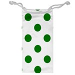 Polka Dots - Green on White Jewelry Bag