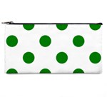 Polka Dots - Green on White Pencil Case