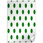 Polka Dots - Green on White Canvas 12  x 18 