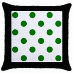 Polka Dots - Green on White Throw Pillow Case (Black)